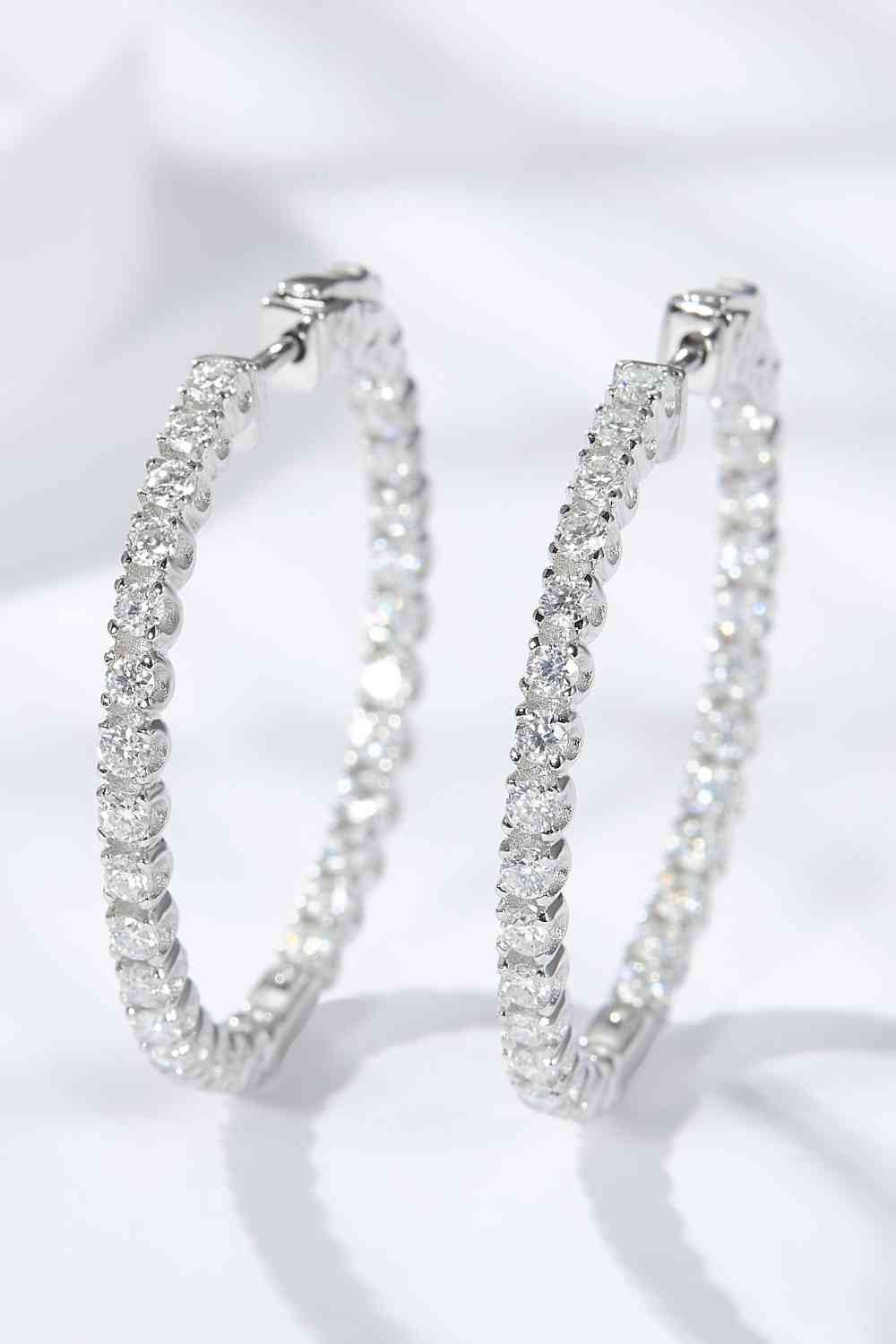 Platinum-Plated Moissanite Huggie Earrings
