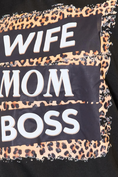 Simply Love WIFE MOM BOSS Leopard Graphic T-Shirt